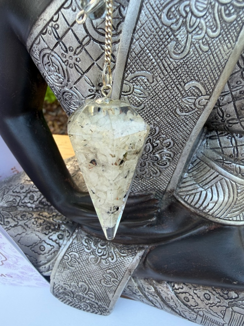Rainbow Moonstone Pendulum w/ Chart & Guide for Dowsing/Divination Reiki Infused - Picture 4 of 17